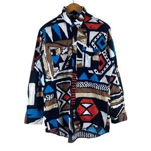 Vintage Wrangler Brush popper Aztec Western Cowboy Shirt 16 1/2-34  X-Long Tails
